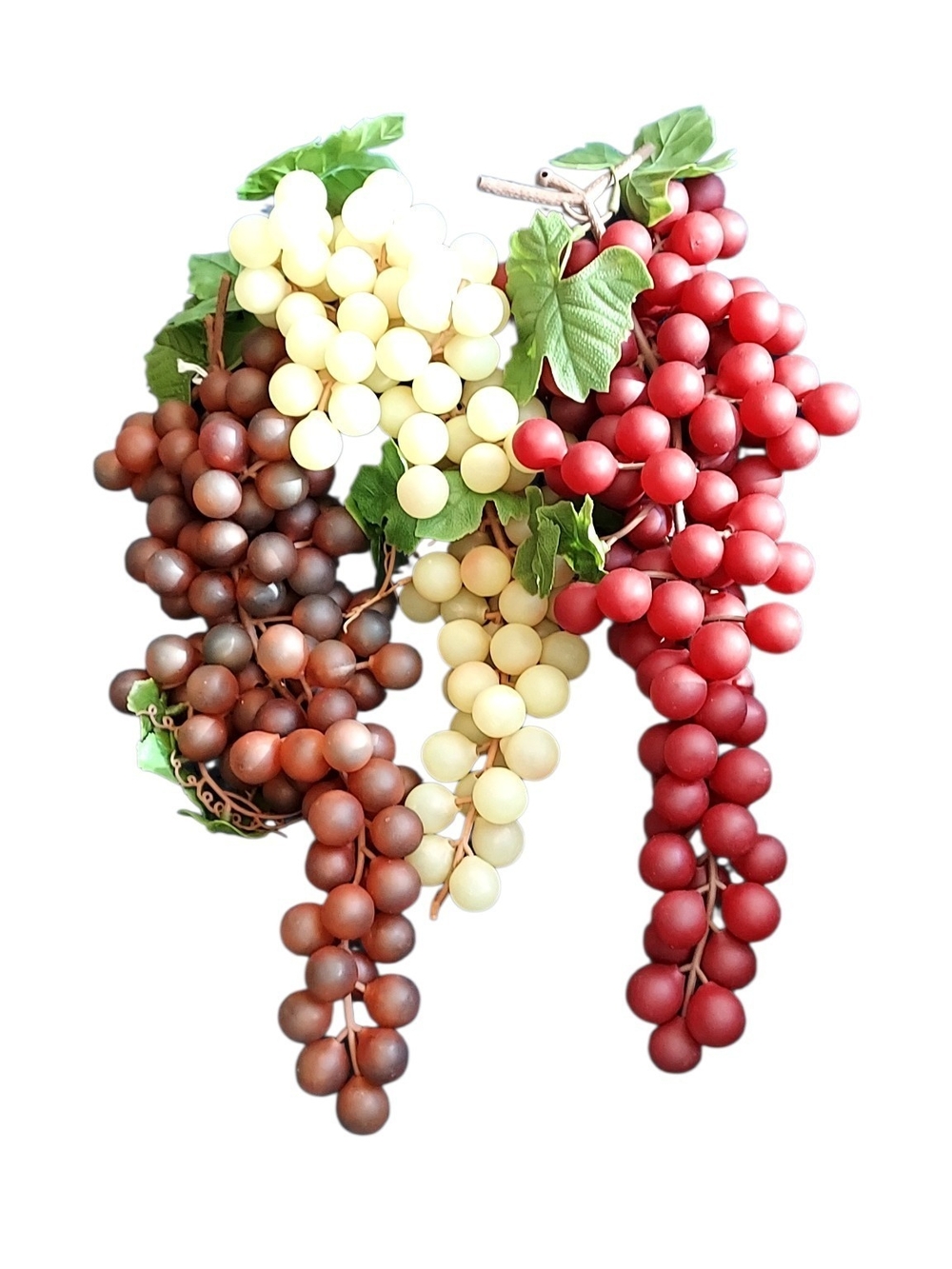 Decorative Artificial Grape Cluster Wall Hanging - Red, Brown & Cream